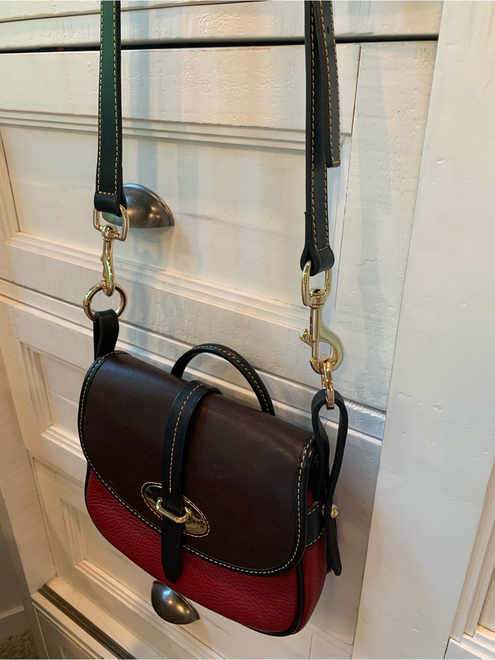 Vintage Dooney & Bourke Brown and Red Leather Saddle Crossbody - Picture 12 of 12